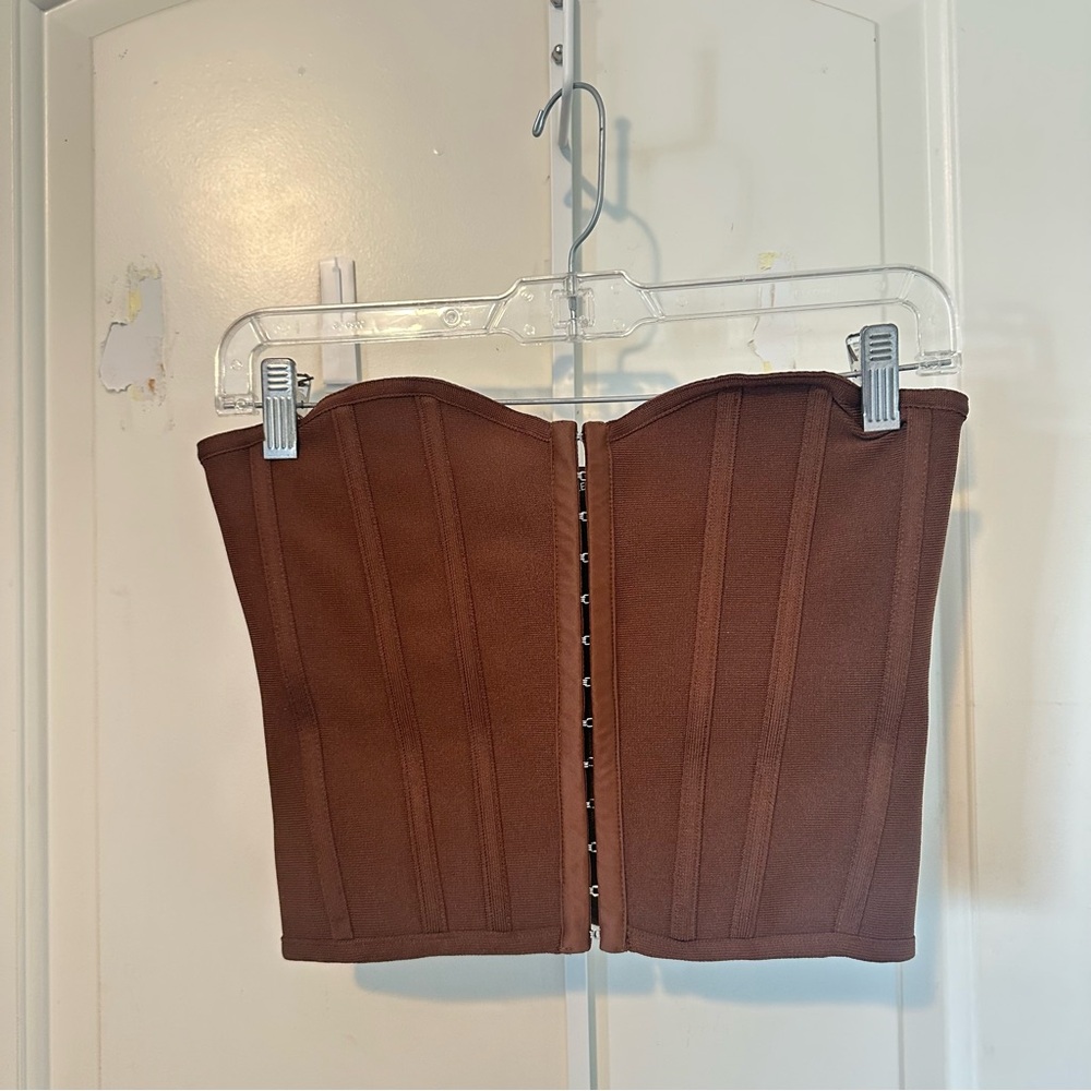 PrettyLittleThing Chocolate Corset Top